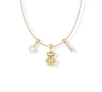 PAVOI 14K Gold Plated Whimsical Charm Pendant Necklaces for Women - Adjustable Sliding Chain Dainty Necklace Charms Pack - Customizable Cubic Zirconia Star Heart Religious Sports Pearl Pendants Set