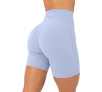 PAVOI Active Buttery Soft Yoga Workout Shorts for Women - High Waisted Butt Sculpting 4" & 6" Gym Biker Shorts - FlexFlow, Seabreeze, M