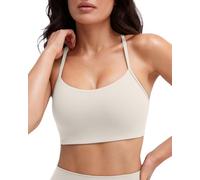 PAVOI ACTIVE Yoga Racerback Bras for Women - Buttery Soft Low Support Scoop Neck Y-Back Thin Strap Sports Bra - FlexFlow, Moon, S