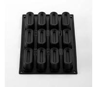 Pavoni Round40time PX3225S 3D Silicone Mould, 12 Indents 40 ml (Pack of 1) | Slim oblong form, 80 x 30 x H 25 mm, Mousse, cakes and frozen desserts, 300 x 175 mm total mould size