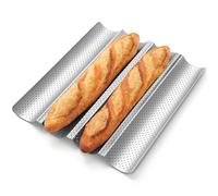 Pavsrmy Baguette Bread Pan, Premium Nonstick Perforated Baguette Pan for French Bread Baking, 4 Loaves Baguette Baking Tray for Sourdough, Italian Bread, Perfect for Creating Crisp Golden-Brown Crust