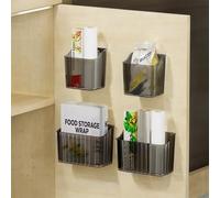 PAVSTINE 4Pcs Cabinet Door Storage Box Self-adhesive No Residue, Durable Cupboard Organiser for Cabinets/Bathrooms/Fridges/Undersink, Kitchen Wardrobes Organisation, Modern, Clear Black
