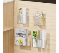 PAVSTINE 4Pcs Cabinet Door Storage Box Self-adhesive No Residue, Durable Cupboard Organiser for Cabinets/Bathrooms/Fridges/Undersink, Kitchen Wardrobes Organisation, Modern, Transparent