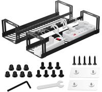 PAVSTINE Cable Management Under Desk No Drill, 2 Pack Carbon Steel Under Desk Cable Management Self Adhesive and Drilling Mounting, Black Desk Cable Tray for Desk Tidy, for Office and Home