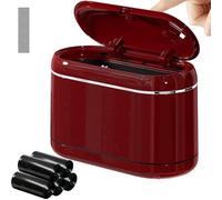 PAVSTINE Mini Desktop Bin with Pop-up Lid, Table Top Bin Dual-Chamber Design, Desk Bins Equipped 5 Rolls of Rubbish Liners and 4 Anti-slip Mats, Table Little Can for Bedroom, Office(Red, Full-Cover)