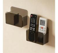 PAVSTINE Remote Control Holder No Drilling Required, 2 Pcs Wall-Mounted Storage Box Self-Adhesive Compartments, Remote Holder Multi-Functional, for Storing Remotes Controls, Media Players, Brown