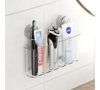 PAVSTINE Suction Toothbrush Holder Large, Electric Toothbrush Stand No Drilling, Tooth Brush Holder Wall Mounted, MAX Hold 6 KG, Remove Toothpaste Holder for Bathroom, Kitchen, Transparent