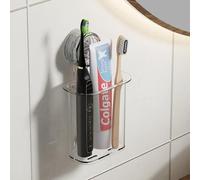 PAVSTINE Suction Toothbrush Holder Small, Electric Toothbrush Stand No Drilling, Tooth Brush Holder Wall Mounted, MAX Hold 3 KG, Remove Toothpaste Holder for Bathroom, Kitchen, Transparent