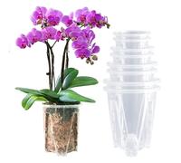 pavtner Orchid Pots 8 Pack - 2 Each of 3.9, 4.7, 5.5 and 6.3 Inch, Clear Orchid Pots with Holes for Repotting, Orchids Planter