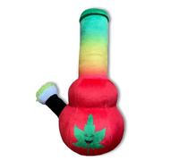 PAW:20 My Name is Bo da Bong, Funny Squeaky Weed Dog Toy, Cute Stuffed Parody Rasta Pot Bong, Cool Plush 420 Novelty Gift for Puppies & Small, Medium & Large Breeds, for Fetch & a Photo Prop