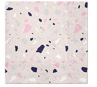 PAW 3-Ply Fluid Forces Decoupage Tissue Paper Napkins Serviettes 33cm x 33cm - Pack of 20 (Terrazzo), Pink