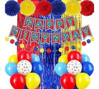Paw Birthday Decorations, Dog Paw Birthday Party Supplies, Banner, Balloons, Foil Fringe Curtains, Paper Garland Pull Flower, Tissue Paper Pom Poms