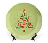 Paw Christmas Tree Ceramic Decorative Plate Home Decor Collection Ornament Souvenir Trays Home Art 7inch
