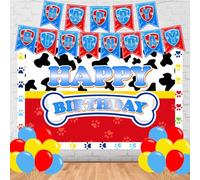 Paw Dog Party Decorations Happy Birthday Decorations, Paw Dog Birthday Backdrop Banner Balloons, Kids Birthday Party Decorations, Party Decorations Supply For Boys and Girls
