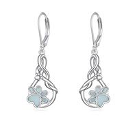 Paw Earrings Sterling Silver Infinity Dangle Earrings Opal Jewellery Gifts for Women