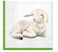 PAW Easter 3-Ply Tissue Paper Napkins Decorative Serviettes for Decoupage 33cm x 33cm (Pack of 20) (Lamb in Corner)