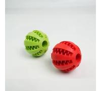 Paw-FECT Piece Dog Treat Dispenser Toy Ball, Soft and Durable Natural Rubber Teeth Cleaning Interactive Dog Toy Dogs, Pack of 2 (1 Red/1 Green) 2.8" Perfect Sized