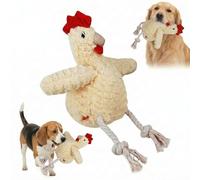 Paw-FECT Piece Soft Plush Chicken Dog Toy, with Sqeaking Sound, Durable Rope Feet, and Crinkle Wings, Emotional Support Companion Chew Toy, Great for All Breeds of Dogs