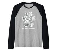 Paw Images on My Heart Big Filled with Tiny Paws Graphic Raglan Baseball Tee