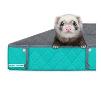 Paw Inspired Critter Box Washable Cage Liner, Reversible Fleece Bedding with Raised Sides for Ferrets, Guinea Pigs, Rats, Chinchillas, Small Animals (Critter Nation/Ferret Nation, Gray/Green)