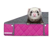 Paw Inspired Critter Box Washable Cage Liner, Reversible Fleece Bedding with Raised Sides for Ferrets, Guinea Pigs, Rats, Chinchillas, and Other Small Animals (Critter Nation/Ferret Nation, Gray/Pink)