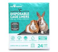 Paw Inspired Disposable Guinea Pig Cage Liners | Bamboo Charcoal Odor Controlling | Super Absorbent Liners Pee Pads for Ferrets, Rabbits, Hamsters, and Small Animals (28" x 17" (C&C 2 x 1), 24 Count)