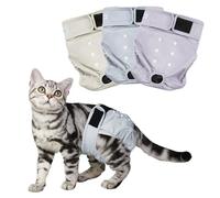 Paw Legend - Reusable Cat Diapers (3 Pack) with Good Absorbency, Easy to Put on, Secure Fit for Female Cats