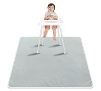 Paw Legend Washable Highchair Splat Floor Mat- Anti-Slip Silicone Spot Splash Mess Mat(53'' X 53'')-Food Catcher Art Craft Leak Proof Mat,Grey