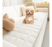 Paw Lounge Quilted Sofa Cover Plush Pet Couch Cover Dog Sofa Protector Slipcovers Non Slip Washable Non-Slip Cushion Covers Furniture Protector for Living Room(Cream white,70 * 180cm)