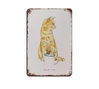Paw Me A Tea Ginger Tabby Tin Sign Vintage Metal Pub Club Cafe Bar Home Wall Art Decoration Poster Retro 8x12inch(20x30cm)