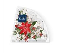 PAW - Napkins 3-Ply (32 cm Diameter) I 12 Pieces I Perfect for Christmas, Winter, Holidays I Christmas Eve Table Decoration I Round Silk Napkins - Poinsettia Composition
