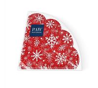 PAW - Napkins 3-Ply (32 cm Diameter) I 12 Pieces I Perfect for Christmas, Winter, Holidays I Christmas Eve Winter time Table Decoration I Round Silk Napkins - Christmas Snowflakes Light red