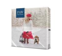 Paw - Napkins 3-Ply (33 x 33 cm) I 20 Pieces I Paper Napkins Colorful for The Christmas Table I Napkins - Christmas, Winter, Snow, Girl with Dog I Winter Walk