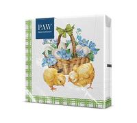 PAW - Napkins 3-Ply (33 x 33 cm) I 20 Pieces I Perfect for Birthdays, Parties, Weddings, Communion and Celebrations I Paper Napkins Colorful - Eggs, Chickens, Easter I Chicks with Basket