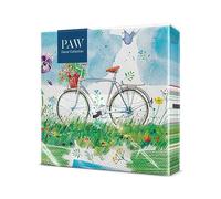 PAW - Napkins 3-Ply (33 x 33 cm) I 20 Pieces I Perfect for Birthdays, Parties, Weddings, Communion I Paper Napkins Colorful - Flowers, Spring, Summer, Bicycle I Color: Watercolor Bicycle