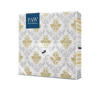 PAW - Napkins 3-Ply (33 x 33 cm) I 20 Pieces I Perfect for Communion, Wedding, Confirmation and Celebrations I Paper Napkins Colorful with Decorations I Ornaments, Silver i Royal Ornament Silver
