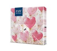PAW - Napkins 3-Ply (33 x 33 cm) | 20 Pieces | Perfect for Birthdays, Parties, Weddings | Colorful Romantic Paper Napkins | Color: Heart Balloons Rose