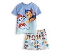 Paw Patrol Chase Marshall Boys Light Blue Swim Set | 2 Piece Swimwear with Ombre Gradient Shirt & Character Shorts | Elastic Waistband Beachwear | Underwater Pups Merch - 5-6 Years