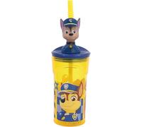 Paw Patrol 3D Kids Tumbler with Straw - 360ml BPA-Free Plastic Cup - Reusable Cartoon Chase Drink Bottle for Boys & Girls - Ideal for School, Birthday Gifts, or Day Trips