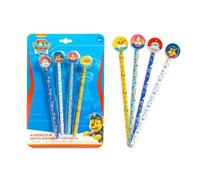 Paw Patrol 4 Pencils with Eraser Toppers Set