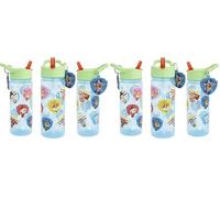 Paw Patrol 500ml Kids Water Bottles with Straw by Polar Gear - Back to School Supplies Drinks Bottle with Chase Keyring Charm (Pack of 2)
