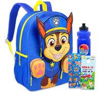 Paw Patrol Backpack for Kids Bundle w/ 16" Deluxe Bookbag for School | Large Durable Paw Patrol School Bag w/ 4 Zip Pockets, 3D Ears Plus Water Bottle, Stickers, More - Paw Patrol School Supplies