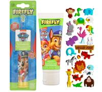 Paw Patrol Battery Operated Electric Toothbrush (Blue) and Toothpaste Set (Strawberry Flavoured). A Hadco Bundle with Our Puffy Sticker Sheet Included (Stickers Chosen at Random). (Blue)