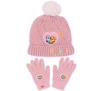 Paw Patrol Hat and Gloves Set Kids | Children Toddlers Girls Pink Skye Everest Winter Double Lined Pom Beanie | One Size Hat