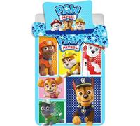 Paw Patrol Blue All Dogs Baby Duvet Cover 100x135 + Pillowcase 40x60 Gift | Reversible baby bedding | Natural cotton soft breathable | Chase Stella Nickelodeon | 0-3 | Cot size | Machine washable
