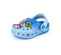 Paw Patrol Boys Clogs | Kids Slip On Footwear with Puppy Novelty Charms in Blue | Chase Marshall Rubble Indoor & Outdoor Sandals Sliders with Adjustable Strap | TV Series Character Merchandise Gift
