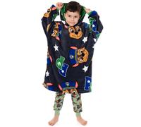 Paw Patrol Boys Blanket Hoodie | Kids Chase Oversized Grey Hooded Fleece Loungewear | Police Dog Rescue Pup Cartoon All Over Print | Sleepwear Costume Merchandise Gift for Children