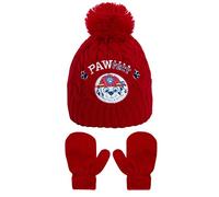 Paw Patrol Boys Knitted Bobble Hat + Mittens Winter Set with Reversible Sequins Marshall or Chase