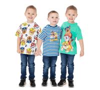 Paw Patrol Boys Multicoloured Marshall , Rubble & Chase All-Over Print Multi-Pack of 3 Short-Sleeved T-Shirts - 4-5 Years
