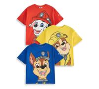 Paw Patrol Boys T-Shirt Set | Kids 3 Pack of Short Sleeved Tees with Big Character Graphic Print | Marshall Rubble Chase Cartoon Characters | Childrens Animated TV Series Merchandise Gift